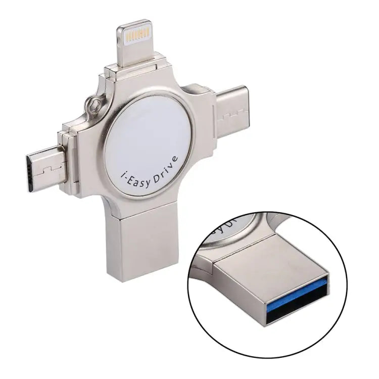 RQW-11S 4 in 1 USB 2.0 & 8 Pin & Micro USB & USB-C / Type-C 16GB Flash Drive - RQW-11S