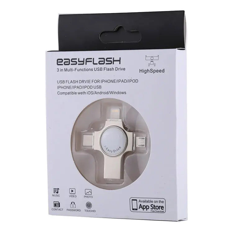 RQW-11S 4 in 1 USB 2.0 & 8 Pin & Micro USB & USB-C / Type-C 16GB Flash Drive - RQW-11S
