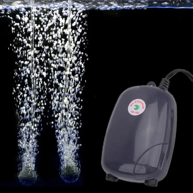 RS-390 220V 5W Double Outlets Adjustable Flow Silent Aquarium Air Pump Fish Tank Oxygen Air Pump 5W - 5W