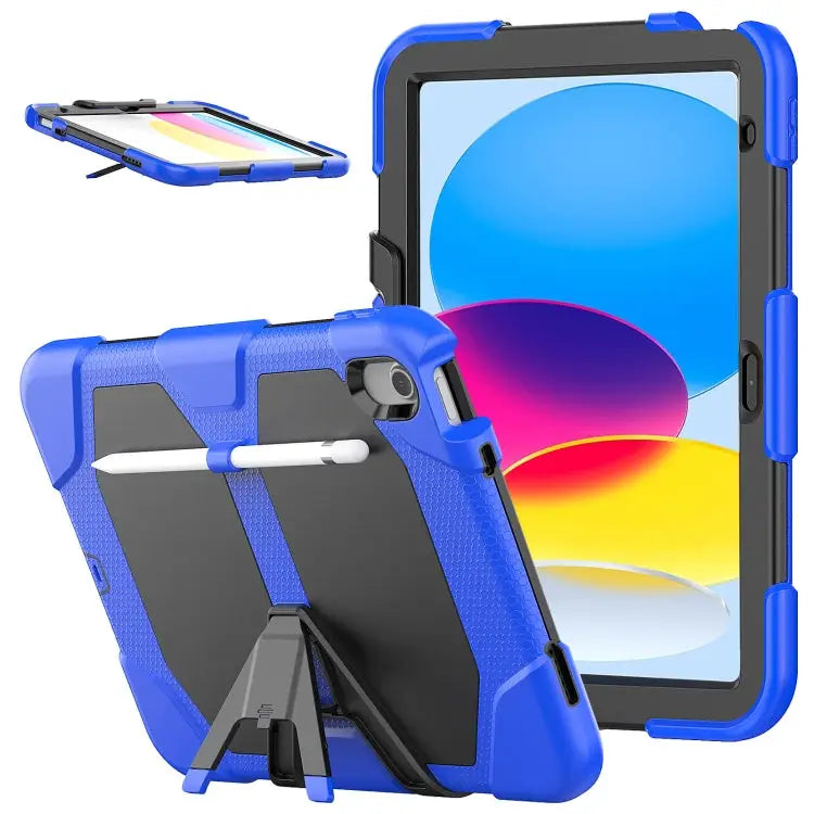 Rugged Silicone Hard PC Tablet Case with Holder For iPad 10th Gen 10.9 2022 - For iPad 10th Gen 10.9 2022 / Blue