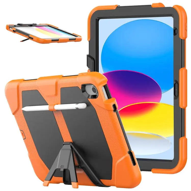 Rugged Silicone Hard PC Tablet Case with Holder For iPad 10th Gen 10.9 2022 - For iPad 10th Gen 10.9 2022 / Orange