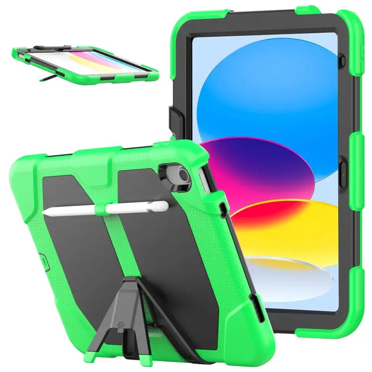 Rugged Silicone Hard PC Tablet Case with Holder For iPad 10th Gen 10.9 2022 - For iPad 10th Gen 10.9 2022 / Green