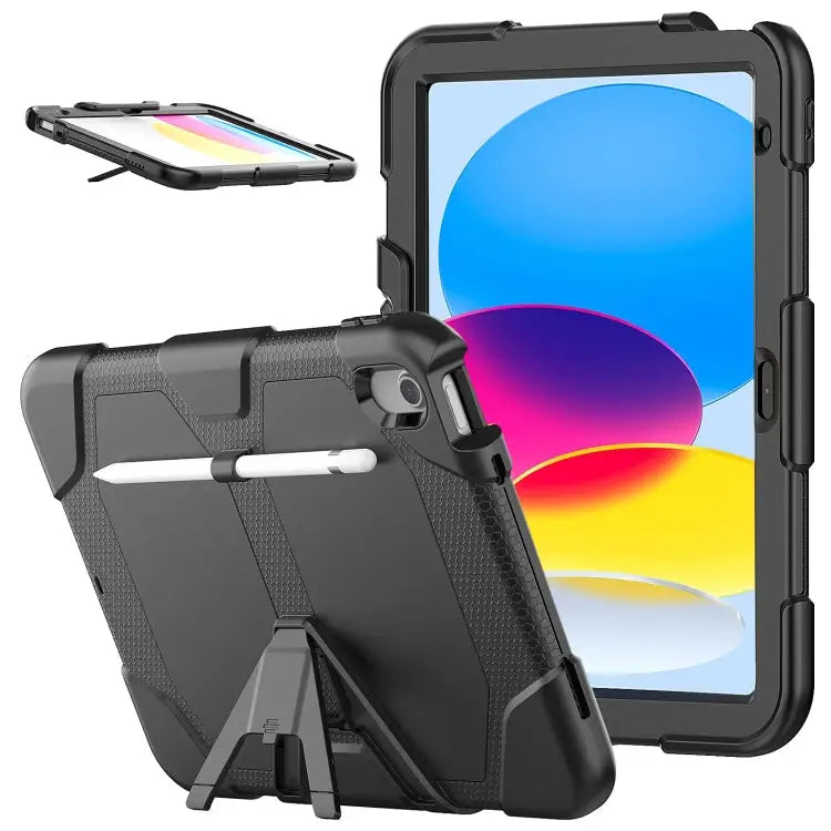 Rugged Silicone Hard PC Tablet Case with Holder For iPad 10th Gen 10.9 2022 - For iPad 10th Gen 10.9 2022 / Black