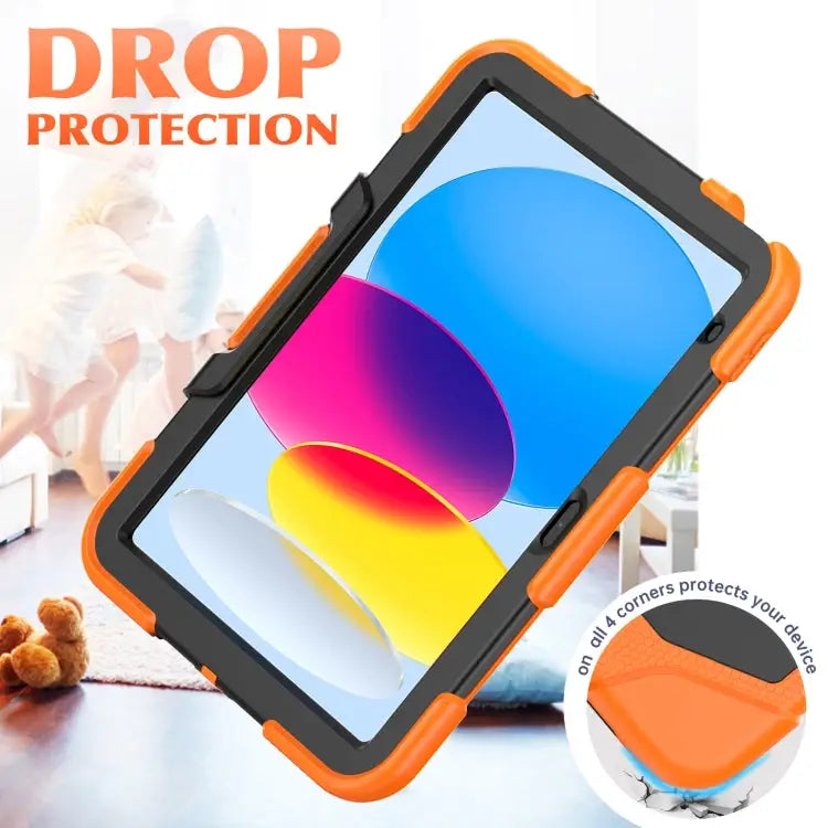 Rugged Silicone Hard PC Tablet Case with Holder For iPad 10th Gen 10.9 2022 - Apple Accessories