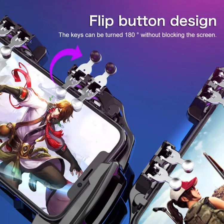 S-03 Six-finger Linkage Semiconductor Cooling Mobile Phone Gamepad with Bracket Suitable for 4.7-6.5 inch Mobile Phones