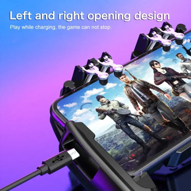 S-03 Six-finger Linkage Semiconductor Cooling Mobile Phone Gamepad with Bracket Suitable for 4.7-6.5 inch Mobile Phones