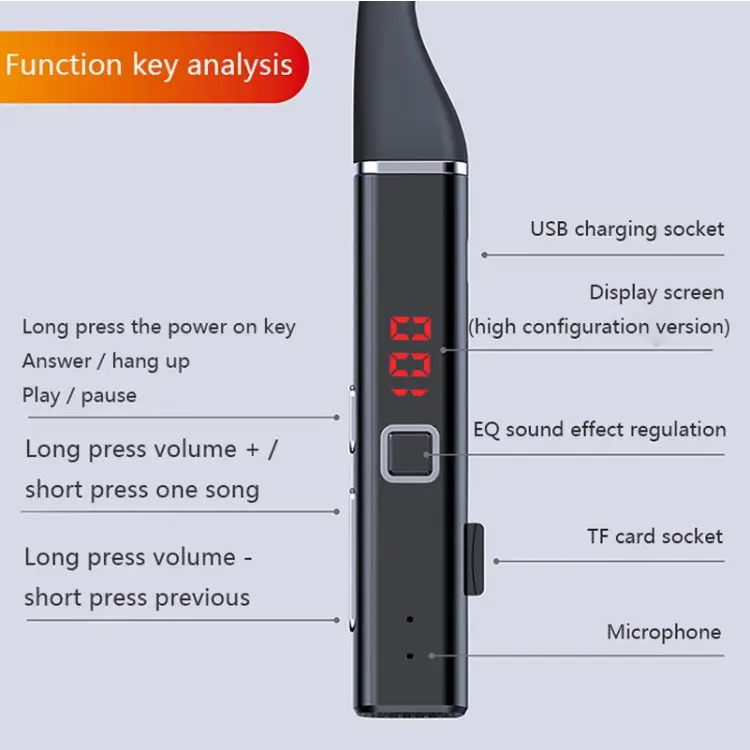 S720 Neck-Mounted Bluetooth Headphone Support TF Card