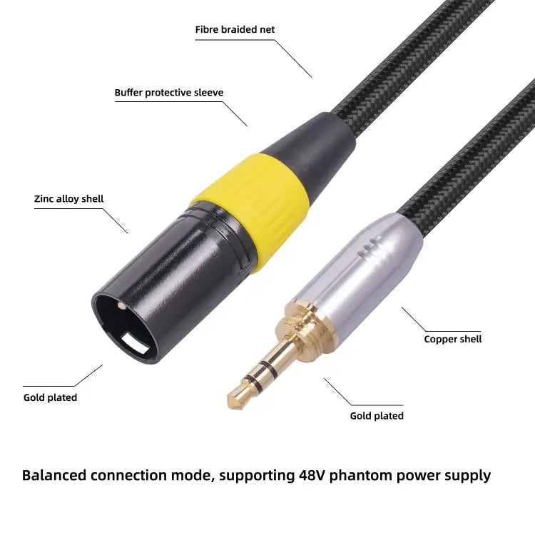 SB423K108-03 6.35mm + 3.5mm Male to XLR 3pin Male Audio Cable Length: 30cm 6.35mm + 3.5mm to XLR - 6.35mm + 3.5mm to XLR