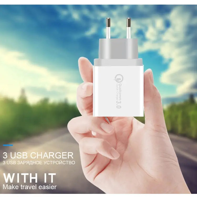 SDC-30W 2 in 1 USB to 8 Pin Data Cable + 30W QC 3.0 USB + 2.4A Dual USB 2.0 Ports Mobile Phone Tablet PC Universal