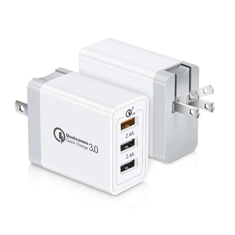 SDC-30W 2 in 1 USB to 8 Pin Data Cable + 30W QC 3.0 USB + 2.4A Dual USB 2.0 Ports Mobile Phone Tablet PC Universal