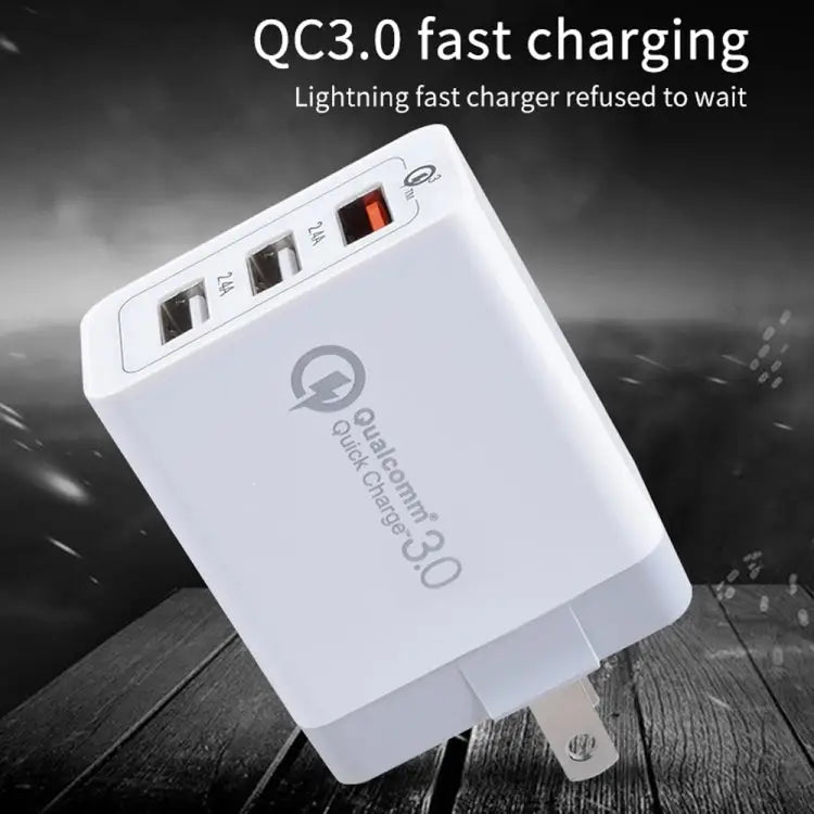 SDC-30W 2 in 1 USB to 8 Pin Data Cable + 30W QC 3.0 USB + 2.4A Dual USB 2.0 Ports Mobile Phone Tablet PC Universal