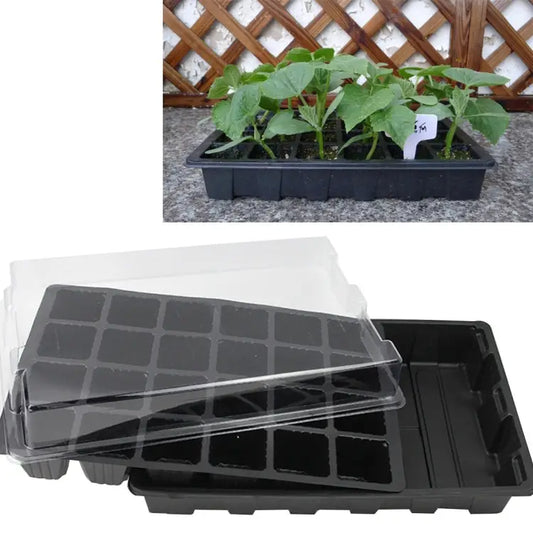 Seedling Tray Sprout Plate 24 Holes Nursery Pots Tray Lids Box For Gardening Bonsai Mini Greenhouse Nursery Plate Three