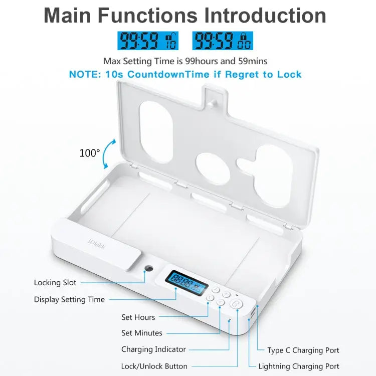 Self-discipline Smart Phone Lock Timing Box lock01 White - lock01 White