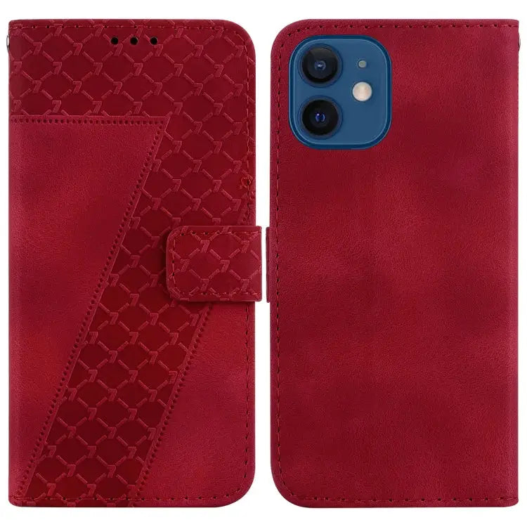 Seven-shaped Embossed Leather Phone Case For iPhone 13 For iPhone 13 mini For iPhone 12 / 12 Pro For iPhone 12 Pro Max