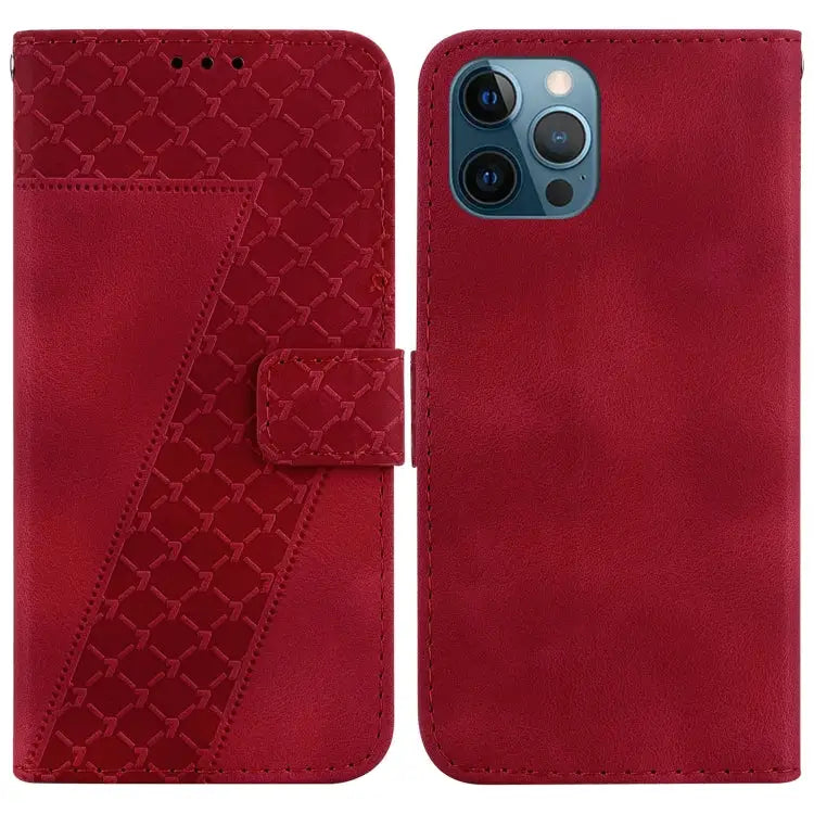 Seven-shaped Embossed Leather Phone Case For iPhone 13 For iPhone 13 mini For iPhone 12 / 12 Pro For iPhone 12 Pro Max