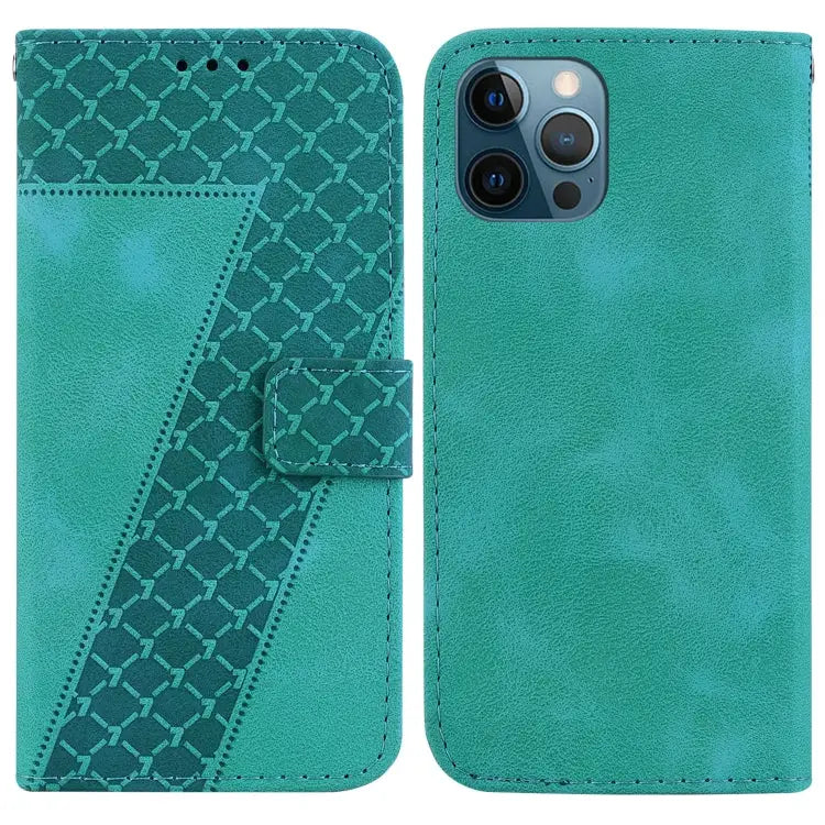Seven-shaped Embossed Leather Phone Case For iPhone 13 For iPhone 13 mini For iPhone 12 / 12 Pro For iPhone 12 Pro Max