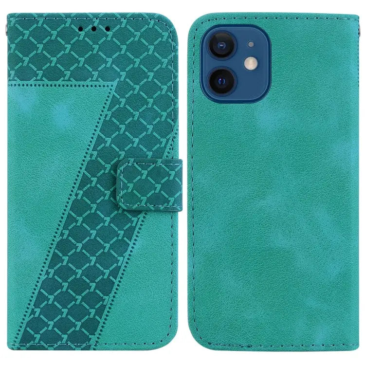 Seven-shaped Embossed Leather Phone Case For iPhone 13 For iPhone 13 mini For iPhone 12 / 12 Pro For iPhone 12 Pro Max