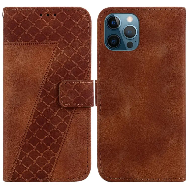 Seven-shaped Embossed Leather Phone Case For iPhone 13 For iPhone 13 mini For iPhone 12 / 12 Pro For iPhone 12 Pro Max