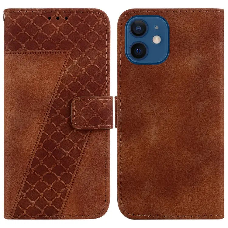 Seven-shaped Embossed Leather Phone Case For iPhone 13 For iPhone 13 mini For iPhone 12 / 12 Pro For iPhone 12 Pro Max