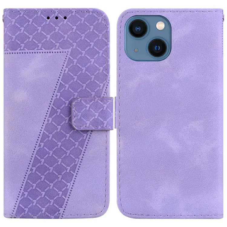 Seven-shaped Embossed Leather Phone Case For iPhone 13 For iPhone 13 mini For iPhone 12 / 12 Pro For iPhone 12 Pro Max