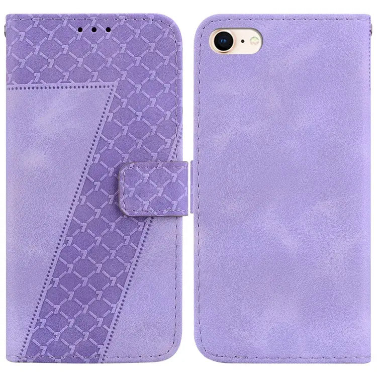 Seven-shaped Embossed Leather Phone Case For iPhone 14 Pro Max For iPhone SE 2022 / SE 2020 / 8 / 7 For iPhone 13 Pro
