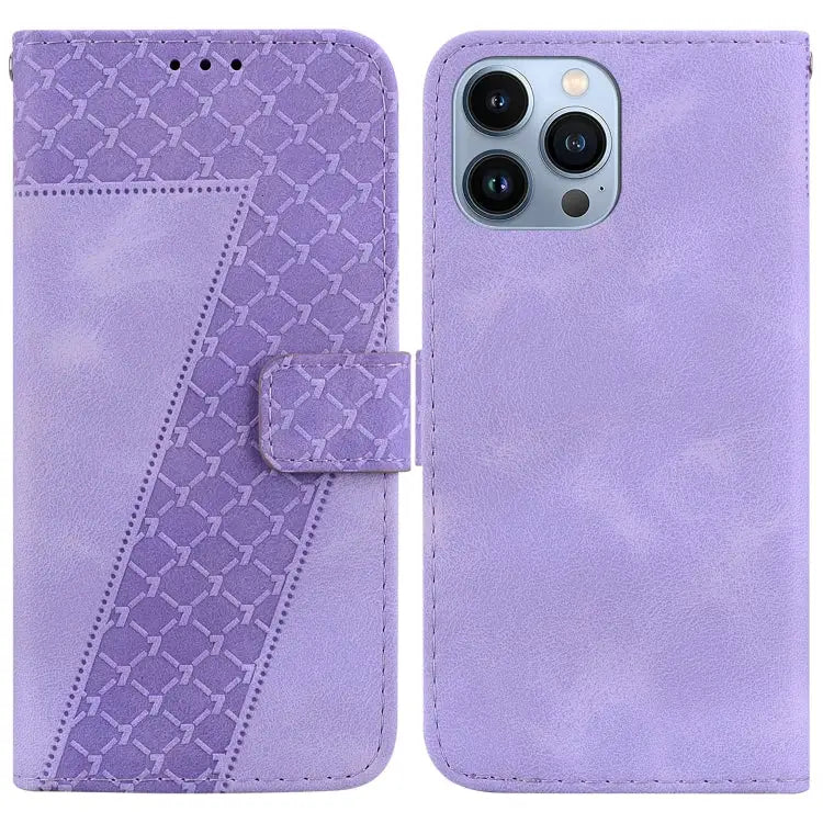 Seven-shaped Embossed Leather Phone Case For iPhone 14 Pro Max For iPhone SE 2022 / SE 2020 / 8 / 7 For iPhone 13 Pro