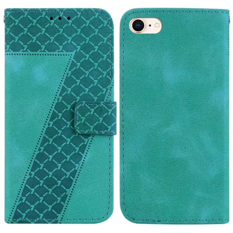 Seven-shaped Embossed Leather Phone Case For iPhone 14 Pro Max For iPhone SE 2022 / SE 2020 / 8 / 7 For iPhone 13 Pro
