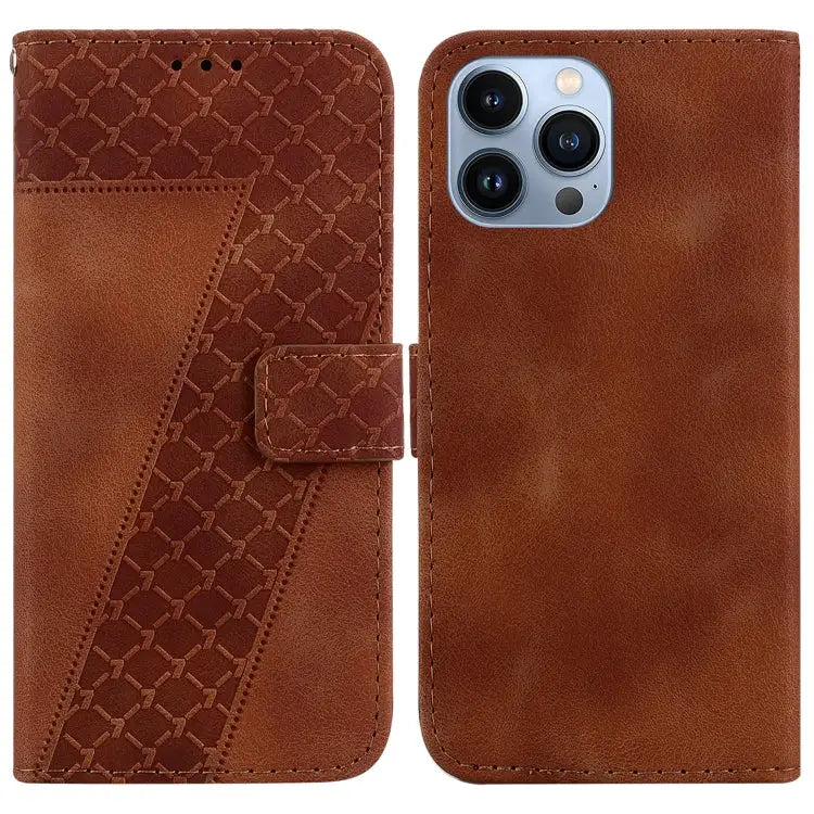 Seven-shaped Embossed Leather Phone Case For iPhone 14 Pro Max For iPhone SE 2022 / SE 2020 / 8 / 7 For iPhone 13 Pro