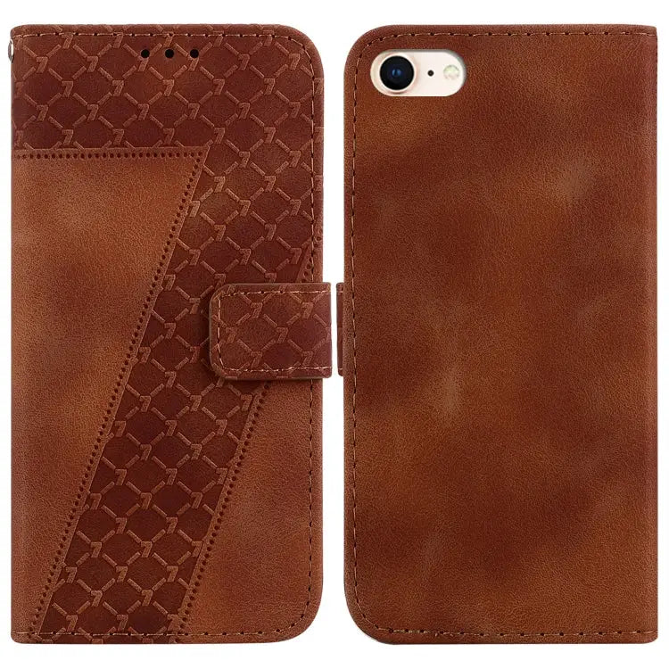 Seven-shaped Embossed Leather Phone Case For iPhone 14 Pro Max For iPhone SE 2022 / SE 2020 / 8 / 7 For iPhone 13 Pro