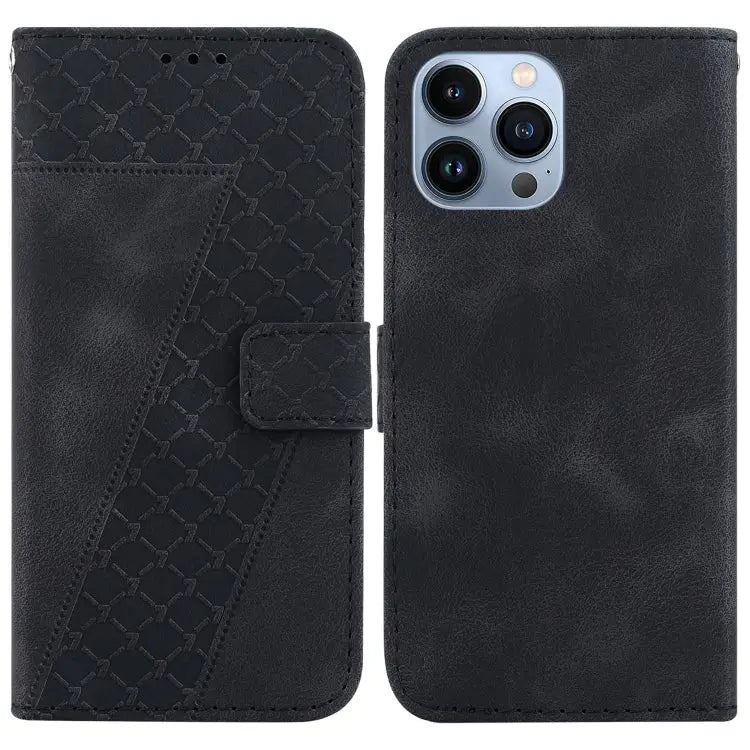 Seven-shaped Embossed Leather Phone Case For iPhone 14 Pro Max For iPhone SE 2022 / SE 2020 / 8 / 7 For iPhone 13 Pro