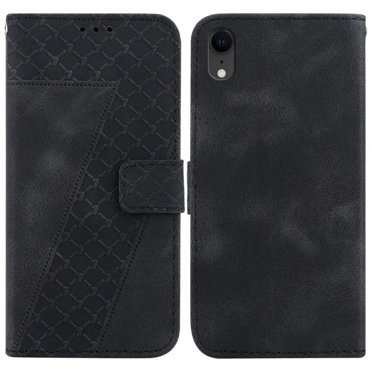 Seven-shaped Embossed Leather Phone Case For iPhone X / XS For iPhone XR For iPhone XS Max - For iPhone XR / Black