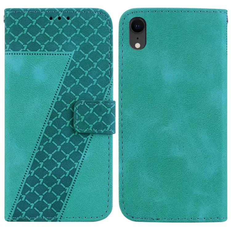 Seven-shaped Embossed Leather Phone Case For iPhone X / XS For iPhone XR For iPhone XS Max - For iPhone XR / Green
