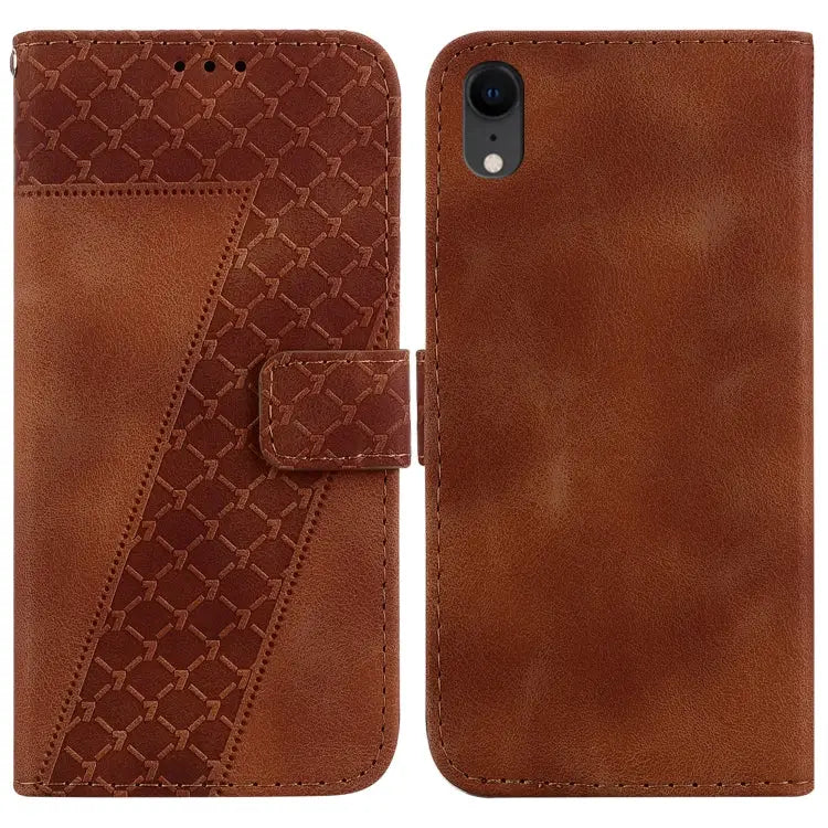 Seven-shaped Embossed Leather Phone Case For iPhone X / XS For iPhone XR For iPhone XS Max - For iPhone XR / Brown
