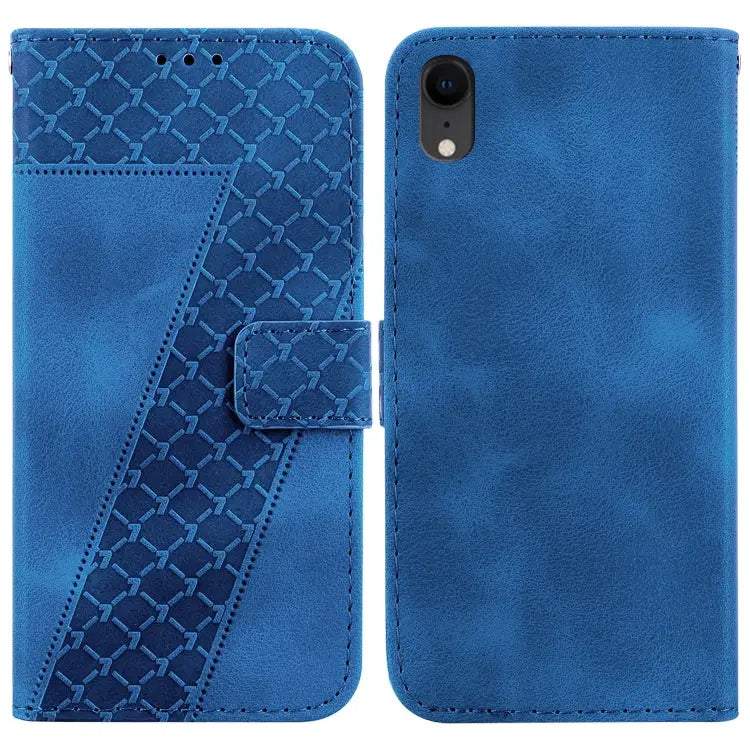 Seven-shaped Embossed Leather Phone Case For iPhone X / XS For iPhone XR For iPhone XS Max - For iPhone XR / Blue