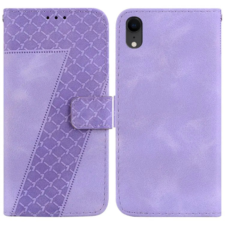 Seven-shaped Embossed Leather Phone Case For iPhone X / XS For iPhone XR For iPhone XS Max - For iPhone XR / Purple