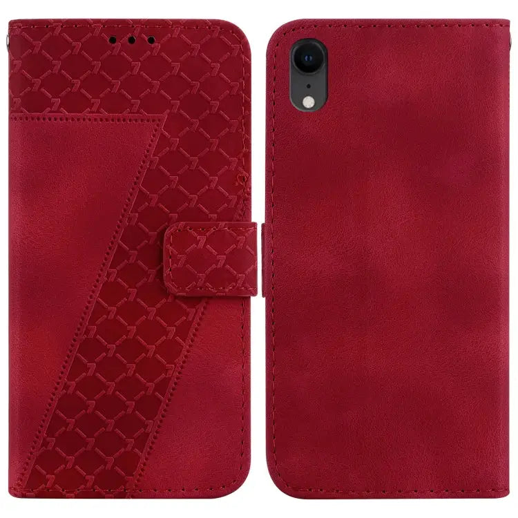 Seven-shaped Embossed Leather Phone Case For iPhone X / XS For iPhone XR For iPhone XS Max - For iPhone XR / Red