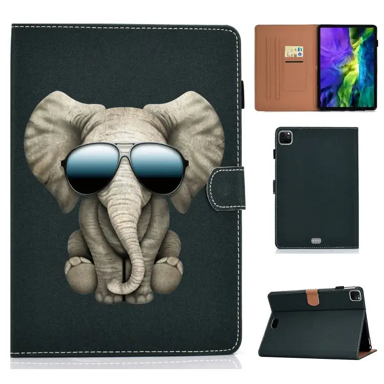 Sewing Thread Left and Right Painted Plate with Sleep Function & Pen Cover & Anti-skid strip & Bracket For iPad Pro 11