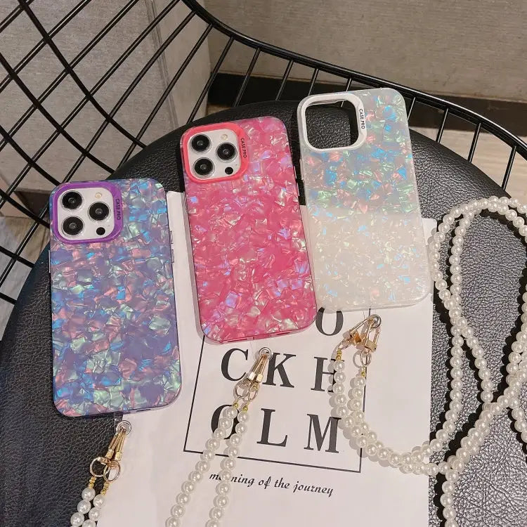 Shell Texture Crossbody Pearl Chain TPU Hybrid Acrylic Phone Case For iPhone 13 Pro Max For iPhone 13 Pro For iPhone 13