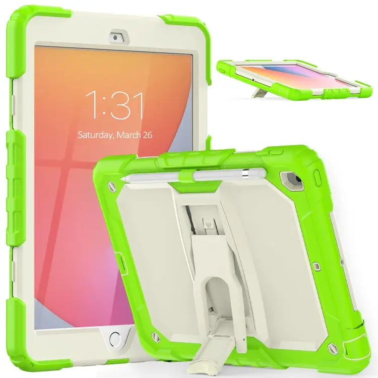 Shockproof Colorful Silica Gel + PC Protective Case with Holder & Shoulder Strap For iPad 10.2 2021 / 2020 / 2019