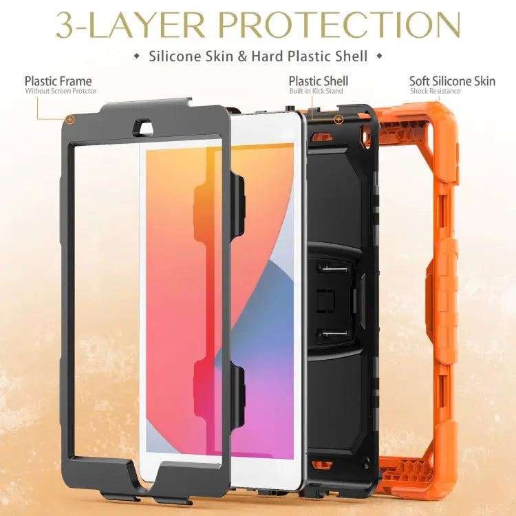 Shockproof Colorful Silica Gel + PC Protective Case with Holder & Shoulder Strap For iPad 10.2 2021 / 2020 / 2019