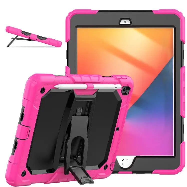 Shockproof Colorful Silica Gel + PC Protective Case with Holder & Shoulder Strap For iPad 10.2 2021 / 2020 / 2019