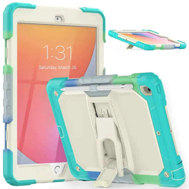 Shockproof Colorful Silica Gel + PC Protective Case with Holder & Shoulder Strap For iPad 10.2 2021 / 2020 / 2019