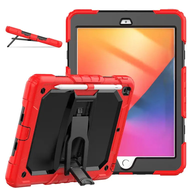 Shockproof Colorful Silica Gel + PC Protective Case with Holder & Shoulder Strap For iPad 10.2 2021 / 2020 / 2019