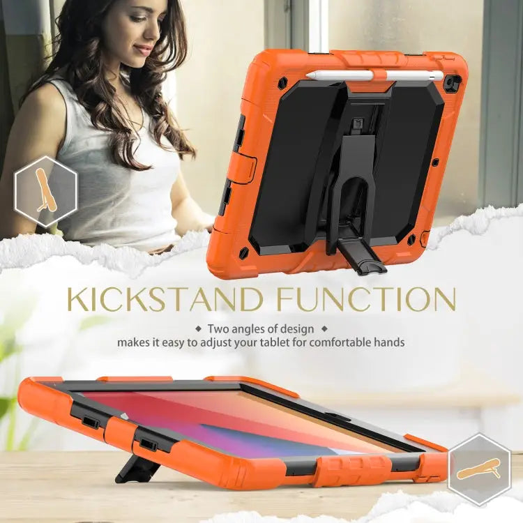 Shockproof Colorful Silica Gel + PC Protective Case with Holder & Shoulder Strap For iPad 10.2 2021 / 2020 / 2019