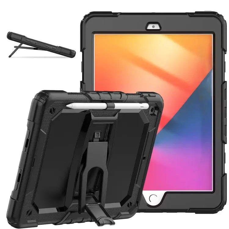 Shockproof Colorful Silica Gel + PC Protective Case with Holder & Shoulder Strap For iPad 10.2 2021 / 2020 / 2019