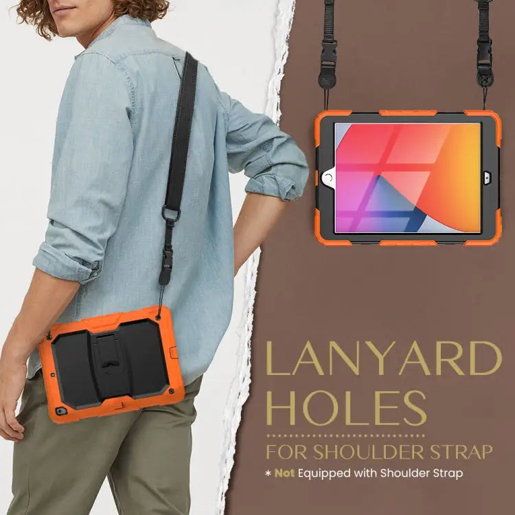 Shockproof Colorful Silica Gel + PC Protective Case with Holder & Shoulder Strap For iPad 10.2 2021 / 2020 / 2019