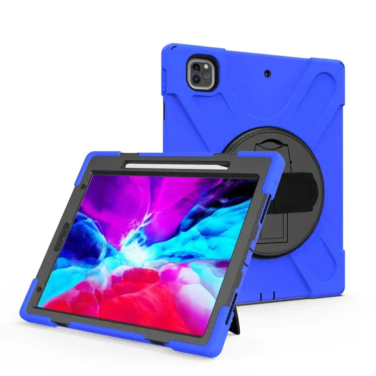 Shockproof Colorful Silicone + PC Protective Case with Holder & Shoulder Strap & Hand Strap & Pen Slot For Samsung