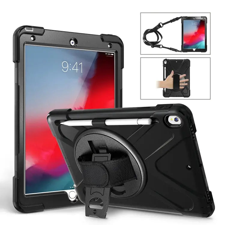 Shockproof Colorful Silicone + PC Protective Case with Holder & Shoulder Strap & Hand Strap & Pen Slot For iPad Pro