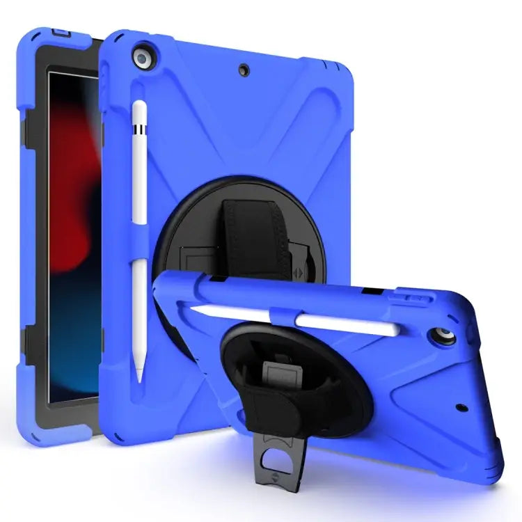 Shockproof Colorful Silicone + PC Protective Case with Holder & Shoulder Strap & Hand Strap & Pen Slot For iPad 10.2