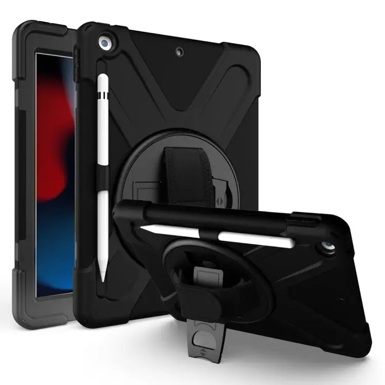 Shockproof Colorful Silicone + PC Protective Case with Holder & Shoulder Strap & Hand Strap & Pen Slot For iPad 10.2